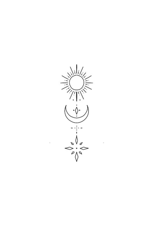 Tattoo Ideas Sun Moon And Stars, Simplistic Sun And Moon Tattoo, Back Tattoo Women Sun And Moon, Sun And Moon Line Art Tattoo, Long Sun Tattoo, Sun N Moon Tattoo Design, Circle Fine Line Tattoo, Sun And Crescent Moon Tattoo, Sun Moon Tattoo Minimalist