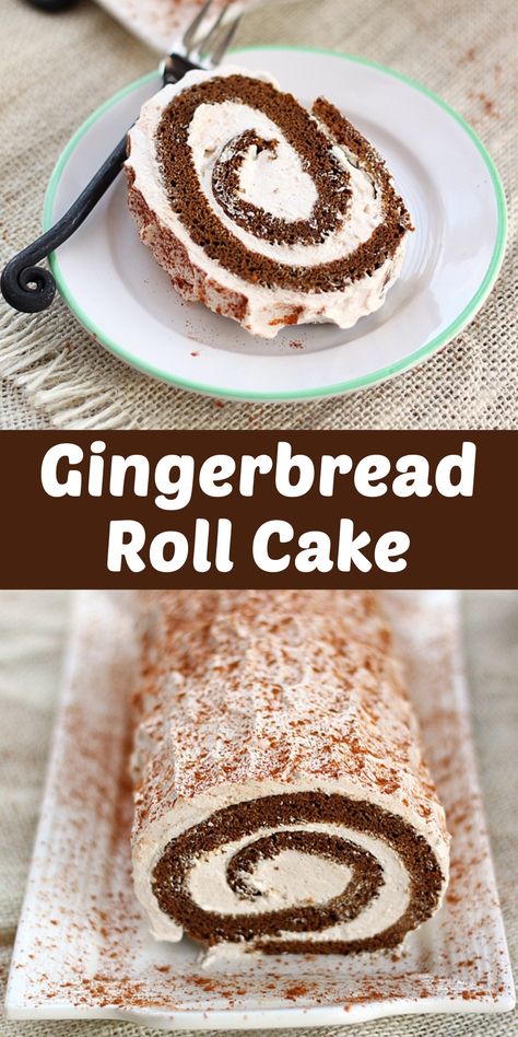 The Best Gingerbread Roll Cake Recipe – CUCINADEYUNG Gingerbread Cake Roll Recipe, Gingerbread Cake Roll, Christmas Gingerbread Cake, Gingerbread Roll, Christmas Cake Roll, Roulade Cake, Moist Gingerbread, Log Cakes, Roll Cake Recipe