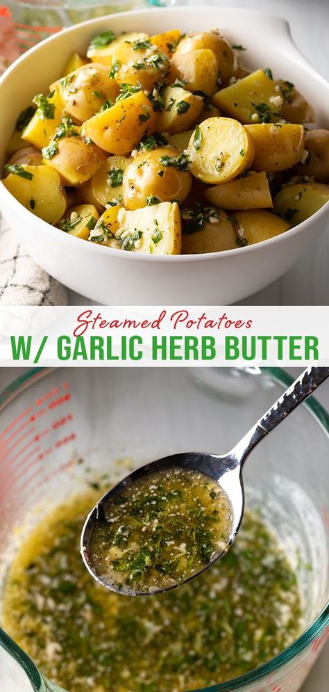 Garlic Butter Parsley Potatoes, Herb Potatoes Baked, Garlic Butter Vegetables, Lemon Herb Potatoes, Garlic And Herb Potatoes, Potato Stacks With Garlic Herb Butter, Marinated Potatoes In A Jar, Garlic Parsley Potatoes, Garlic Butter Baby Potatoes