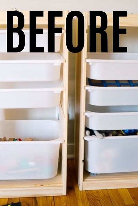 Ikea Toy Storage Trofast, Ikea Hacks Toy Storage, Trofast Craft Storage, Ikea Hack Toy Storage, Ikea Trofast Hack Playrooms, Diy Ikea Trofast Storage, Ikea Barbie Storage, Trofast Playroom Hack, Trofast Wall Storage Hack