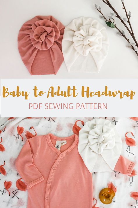 Baby Turban Pattern, Turban Diy, Diy Baby Headbands, Sewing Hats, Baby Turban, Baby Girl Bows, Turban Headwrap, Sewing Patterns For Kids, Girls Bows