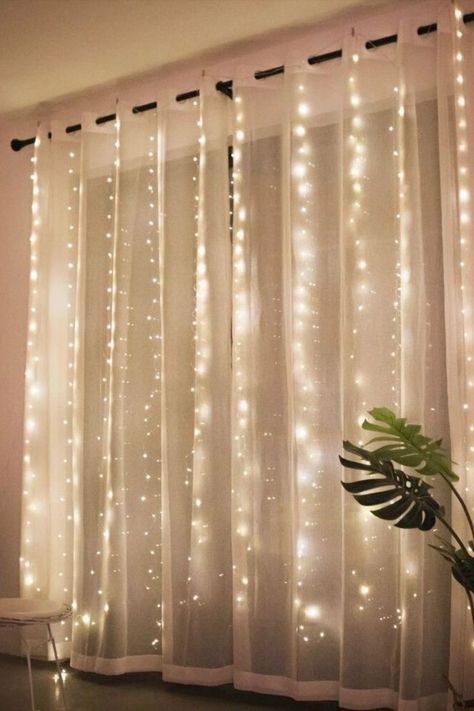 Light Curtains Bedroom, Garland Curtain, Fairy Light Curtain, Christmas Light Curtains, Window Lights, Copper Wire Lights, Led Curtain Lights, Fairy Lights Bedroom, Led Curtain