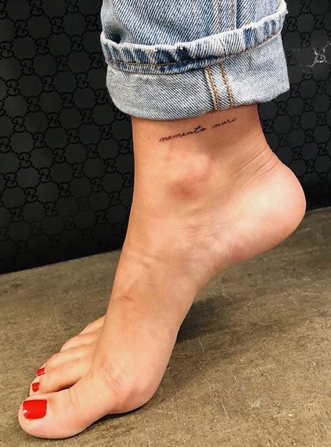 Faith Foot Tattoos, Tiny Foot Tattoos, Tattoo Art Design, Fine Line Tattoo Ideas, Tattoo Tiny, Line Tattoo Ideas, Cursive Tattoos, Ankle Tattoos For Women, Shape Tattoo