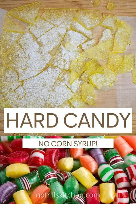 This hard candy recipe is easy to make and super delicious - and it doesn't use any corn syrup! this makes the perfect homemade gift for the holidays. Homemade Hard Candy Recipes, How To Make Hard Candy, Natural Candy Recipes, Christmas Hard Candy Recipes, Diy Hard Candy, Corn Syrup Candy, Candy Without Corn Syrup, Hard Candy Recipes Easy, Homemade Candies Easy