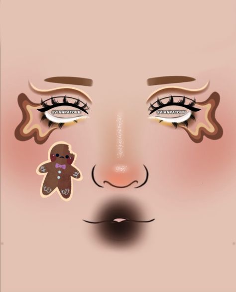 Ginger Bread Man Makeup, Gingerbread Man Funny, Gingerbread Makeup Ideas, Ginger Bread Makeup, Gingerbread Man Makeup, Gingerbread Makeup, Cookie Makeup, Gingerbread Man Shrek, Extra Makeup