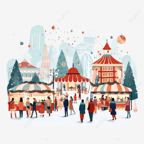 christmas market people winter holiday xmas flat illustration christmas street santa gift christma Christmas People Illustration, Christmas City Illustration, Christmas Market Painting, Christmas Vector Illustration, Christmas Party Illustration, Winter Market, Christmas Market Illustration, Christmas Design Graphic Illustration, Xmas Illustration