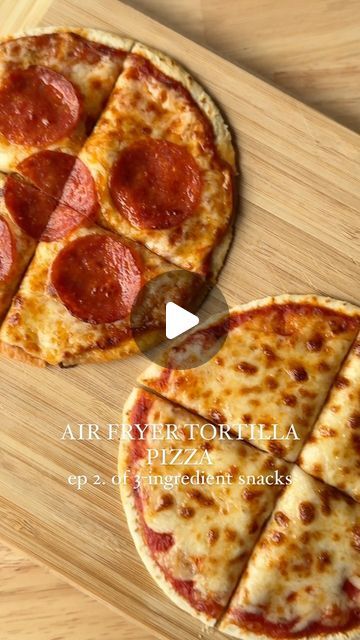 Essential Everyday | Air Fryer Tortilla Pizza for ep. 2 of 3-ingredient snacks! In this series, we’ll be sharing 5 super easy 3-ingredient snack recipes that... | Instagram Easy Salty Snack Ideas, Tortilla In Air Fryer, Air Fryer Tortilla Pizza, Cook In Air Fryer, Air Fryer Tortilla, Air Fryer Recipes Snacks, Tortilla Pizza, Air Fryer Oven Recipes, Appetizers Easy Finger Food