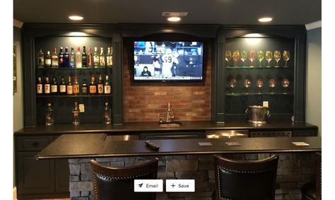 Basement Bar With Tv And Floating Shelves, Home Pub Ideas, Basement Sports Bar, Home Lounge Room Bar, Wet Bar Basement, Bar Lounge Room, Rustic Basement Bar, Basement Wet Bar, Whiskey Room