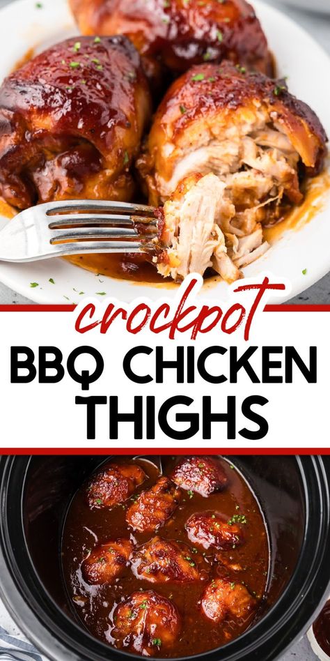 Crock Pot Thigh Recipes, Chicken Leg And Thigh Recipes Crockpot, Simple Chicken Thigh Crockpot Recipes, Crockpot Pot Meals, Bbq Chicken Crockpot Healthy, Bbq Chicken In Crock Pot Recipes, Healthy Crock Pot Chicken Thigh Recipes, Crockpot Chicken Simple, Slow Cook Barbecue Chicken