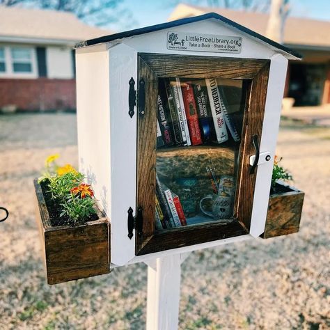 Mini Library Outdoor, Free Seed Library, Sharing Library Diy, Diy Free Library Box Ideas, Community Library Boxes, Lending Library Ideas, Little Library Plans Diy, Diy Little Library, Free Little Library Ideas