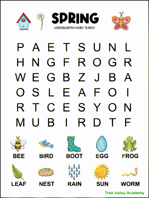 Find Words In Picture, Easy Word Search Free Printable, Spring Words For Preschool, Kindergarten Puzzle Worksheets, Spring Worksheets 3rd Grade, Preschool Word Search, Find A Word Free Printable, Puzzle Worksheets For Preschool, Easy Word Search For Kindergarten