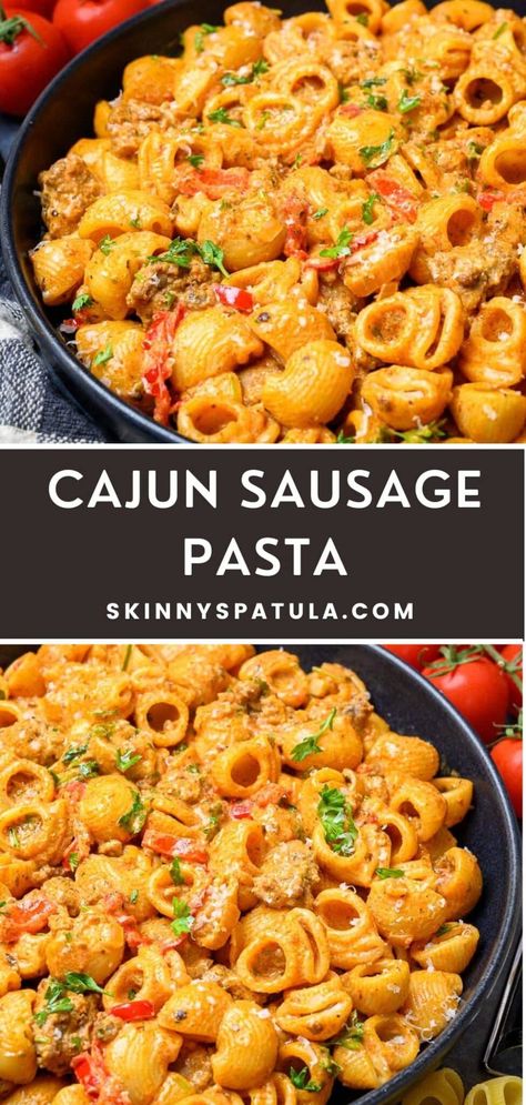 Cajun Italian Sausage Pasta, Best Sausage Pasta Recipe, Cajun Sasauge Recipe, One Pot Cajun Sausage Pasta, Hot Sausage Dinner Recipes, Keilbasa Recipes Pasta Cajun, Cheesy Sausage Pasta Recipes, Cajun Sausage Recipes For Dinner, Creamy Andouille Sausage Pasta