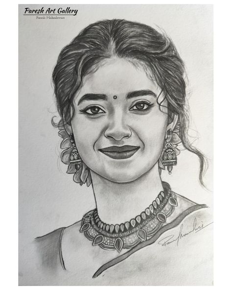 Keerthy Suresh Drawing, Keerthi Suresh Drawing, Pencil Portrait Drawing Easy, Portrait Sketches Pencil Faces, Simple Portrait Drawing, Drawings Ideas Creative, Pencil Drawings Ideas, Actress Drawing, Celebrity Sketch