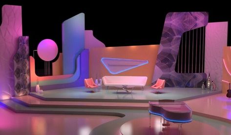 Y2k Set Design, Tv Studio Set Design Ideas, Tv Show Set Design, Tv Studio Set Design, Administrative Design, Tv Studio Design, Set Design Studio, Studio Set Design, Small Tv