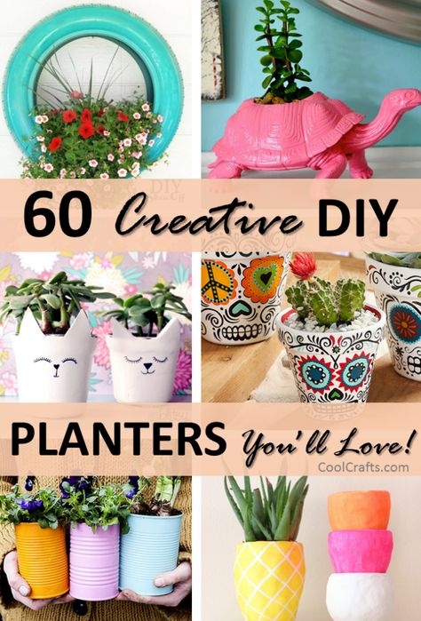 60 Creative DIY Planter Ideas, http://www.coolcrafts.com/diy-planters/ Diy Planters Pots, Diy Planters Indoor, Fairytale Garden, Creative Planter, Plant Pot Diy, Plant Crafts, House Plant Pots, Fleurs Diy, Flower Pot Crafts