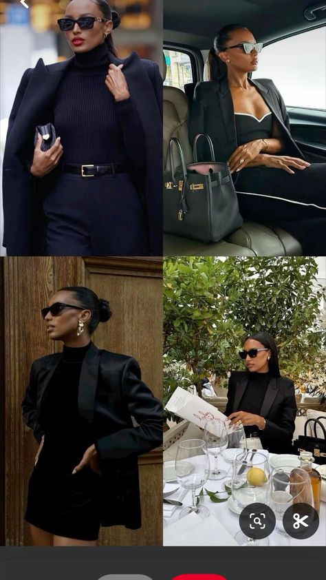 All Black Boss Lady Outfit, Black Boss Aesthetic, Rich Girl Aesthetic Outfit Black Women, Opulence Aesthetic Outfit, Opulence Aesthetic Black Woman, Business Chic Aesthetic, Ceo Aesthetic Woman Office Outfits, Rich Girl Outfits Black Women, Boss Chick Outfits