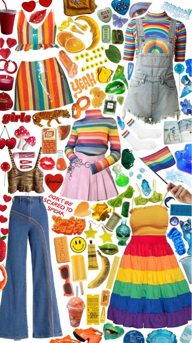 happy pride month 2021 <3 Outfit | ShopLook Dhmis Inspired Outfits, Lgbtq Outfits Aesthetic, Kidcore Style Outfits, Cute Rainbow Outfits, Pride Looks Outfit, Pride Inspired Outfits, Rainbow Clothes Aesthetic, Dream Core Outfits, Kidcore Outfit Ideas