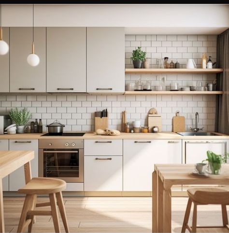 Nordic Retro Kitchen, Living Room Designs Minimalist Scandinavian Style, Nordic Furniture Scandinavian Interiors, Scandinavian Kitchen Living Room, Minimalist Functional Kitchen, Japandi Interiors Apartment, Scandinavian Inspired Home, Scandinavian House Decor, Kitchen Interior Japandi