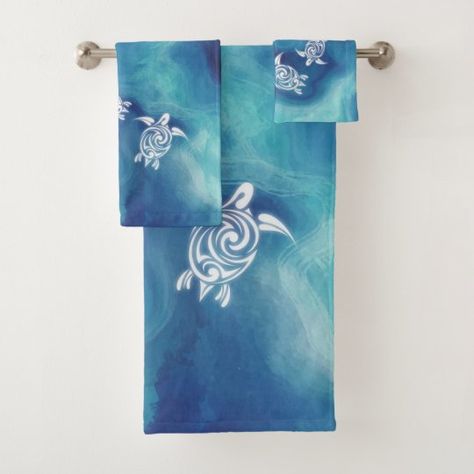 Nautical Theme Bathroom, Ocean Watercolor, Coastal Cottage Style, Nautical Bathrooms, Bathroom Themes, Coastal Bathrooms, Sea Turtles, Coastal Cottage, Bath Towel Sets