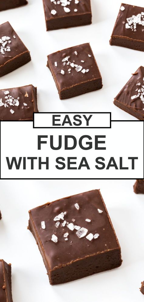 Chocolate Sea Salt Fudge, Salted Fudge Recipe, Dark Chocolate Sea Salt Fudge, Nutella Sea Salt Fudge Microwave, Nutella Sea Salt Fudge, Sea Salt Desserts, Dark Chocolate Fudge Recipe, Sea Salt Fudge, No Bake Fudge