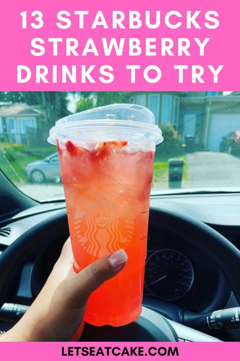 Whether you order off the regular menu or the secret one, Starbucks Strawberry drinks are a refreshing way to enjoy summer. #starbucks Starbucks Strawberry Drinks, Starbucks Green Tea Drinks, Strawberry Starbucks Drink, Starbucks Strawberry Refresher, Acai Drink, Starbucks Strawberry Acai Refresher, Starbucks Green Tea, Starbucks Drink Menu, Frozen Strawberry Lemonade