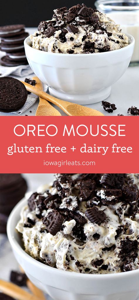 Oreo Mousse - Gluten Free and Perfectly Sweet! Oreo Mousse, Gluten Free Dairy Free Dessert, Gluten Free Dessert, Dairy Free Recipes Dinner, Dairy Desserts, Gluten Free Desserts Recipes, Gf Desserts, Oreo Dessert, Gluten Free Sweets