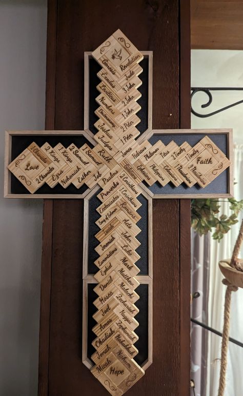 Jenga Tile Crafts, Christian Diy Decor, Diy Cross Crafts, Jenga Cross, Cross Crafts Diy, Jenga Art, Square Houses, School Auction Art Projects, Hymnal Crafts