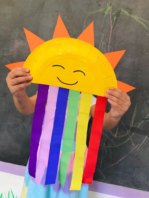 Paper Plates, Paper Crafts, Paper Plate Sun, Sun And Rainbow, Rainbow Craft, Rainbow Crafts, Craft Paper, Paper Plate, My Pictures