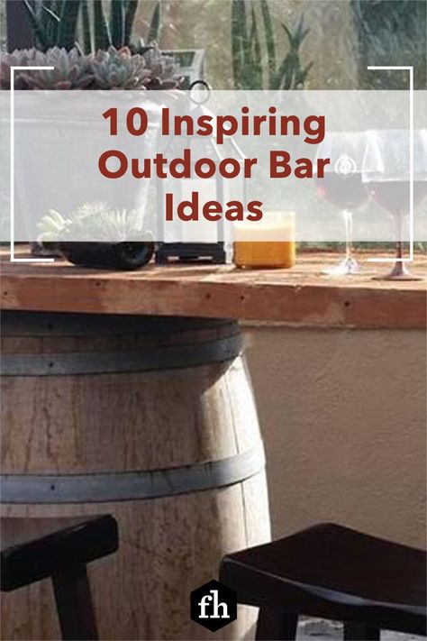 Outdoor Bar Small Space, Bar On A Deck, Outside Bars Ideas, Patio Bars Outdoor Decks, Outdoor Concrete Bar Ideas, Pool Side Tiki Bar Ideas, Outdoor Portable Bar Ideas, Homemade Outdoor Bar, Outdoor Stools Bar