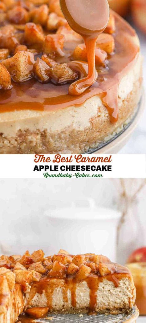 Carmel Apple Pie Cheesecake Recipe, Gluten Free Caramel Apple Cheesecake, Cheesecake Fall Desserts, Luxurious Caramel Apple Cheesecake, Spiced Apple Cheesecake, Caramel Apple Topping For Cheesecake, Caramel Apple Cheesecake Bars Paula Deen, Apple Cinnamon Cheesecake Cupcakes, Apple Of Your Eye Cheesecake