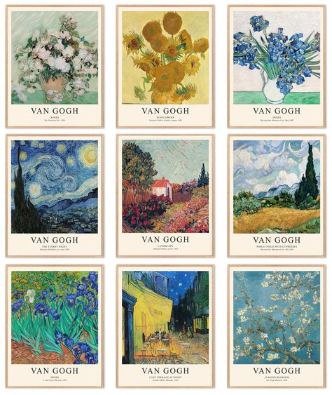 PRICES MAY VARY. High-Quality Canvas Van Gogh Art Prints：Each Van Gogh Wall Art Prints is made of ultra quality waterproof canvas and fade-resistant inks to make sure it lasts. The elegant Van Gogh posters are the perfect wall room decor for your bedroom, study, living room, office, dormitory, hallway etc. Perfect Aesthetic Room Decor Idea：The size of the Famous Paintings are 8x10inchx6pcs. This Van Gogh canvas art wall prints will give a new look to your beautiful room. Great Gift Choices：The a Van Gogh Aesthetic Painting, Famous Van Gogh Paintings, The Most Famous Paintings, Vincent Van Gogh Room Decor, Wall Art Big Painting, Paintings Of Van Gogh, Wall Room Inspiration, Art Ideas For Your Room, Cute Walls For Bedroom