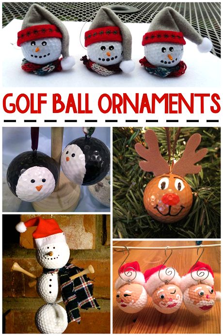 Christmas Golf Ball Ornament Ideas - never thought making crafts with golf balls! Awesome ideas for Christmas! Golf Ball Ornaments, Golf Ornaments, Christmas Golf, Ornament Ideas, Christmas Ornaments Homemade, Christmas Ornament Crafts, Golf Gifts, Golf Balls, Ornament Crafts