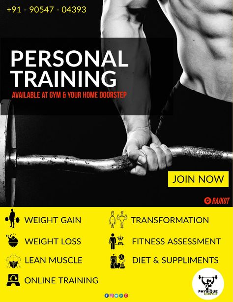 Personal Trainer Poster, Lean Muscle Diet, Gym Marketing, Personal Trainer Marketing, Gym Designs, Personal Trainer Business, Logo Fitness, Personal Training Programs, Gym Wallpaper