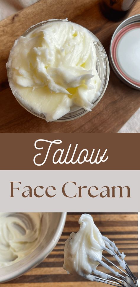 DIY Tallow Face Cream - Diy Tallow, Moisturizer Recipe, Tallow Face Cream, Tallow Moisturizer, Tallow Recipe, Face Cream Recipe, Butter Tea, Diy Body Butter, Lotion Recipe