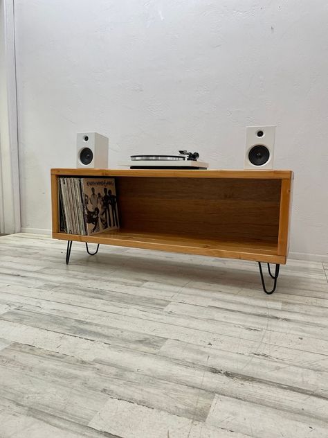 Record Player Stand and Vinyl Storage 1575 Long 60-300 - Etsy Record Organizer, Storage Entertainment Center, Record Shelf, Entertainment Center Design, Record Player Stand, Vinyl Record Collection, National City, Tv Stand And Coffee Table, Marble Tile Floor