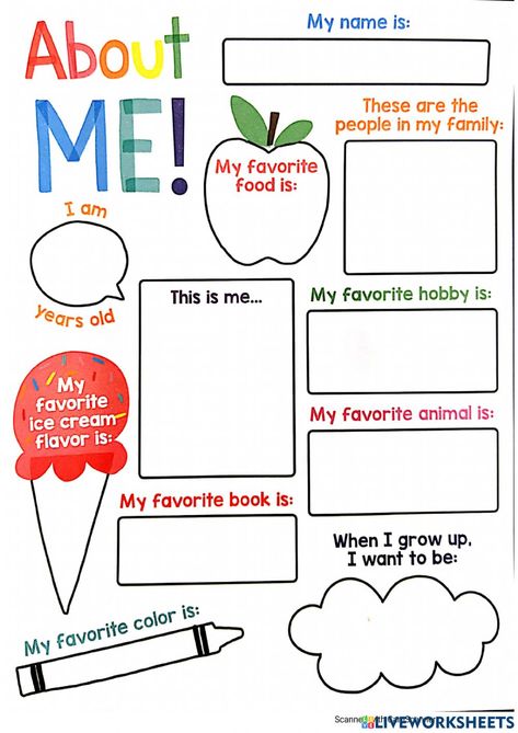 All About Me For Elementary Students, Prek All About Me Ideas, Simple Introduction Of Myself, Art For Grade 3 Activities, All About My School Preschool, 1st Grade All About Me Activities, Pre K All About Me Free Printable, All About Me 2nd Grade Project, All About Me Editable Template Free