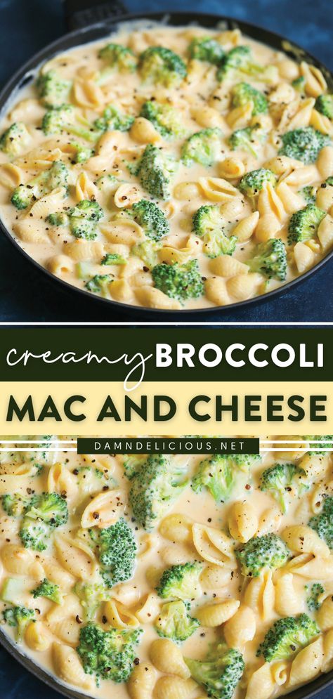 CREAMY BROCCOLI MAC AND CHEESE Easy Pasta Recipes For Dinner, Healthy Non Meat Dinners, Easy Recipe With Broccoli, Simply Easy Dinner Ideas, Easy Healthy Dinner Meatless, Something Easy For Dinner Tonight, Quick Monday Dinner Ideas, Meal Ideas With Sides, Fun Easy Healthy Dinners