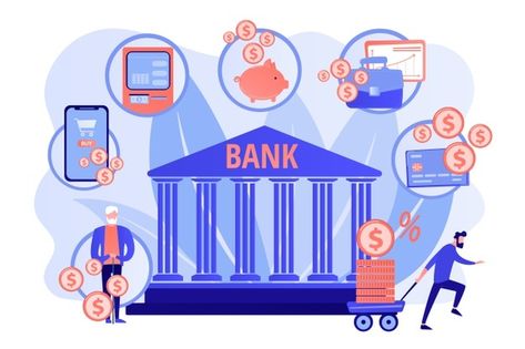 Finance services. financial transaction.... | Free Vector #Freepik #freevector #abstract #money #cartoon #layout Banking Aesthetic, Bank Account Aesthetic, Cartoon Layout, Money Cartoon, Bank Syariah, Tanda Tanya, Where To Invest, Business Bank Account, Market Segmentation