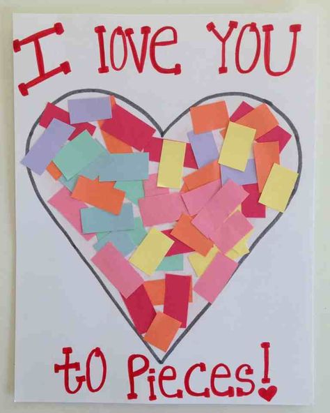 Preschool Valentine Crafts, Quotes Valentines Day, Valentines Bricolage, February Crafts, Love You To Pieces, Valentine's Day Crafts For Kids, Preschool Valentines, Valentine Activities, Toddler Valentines