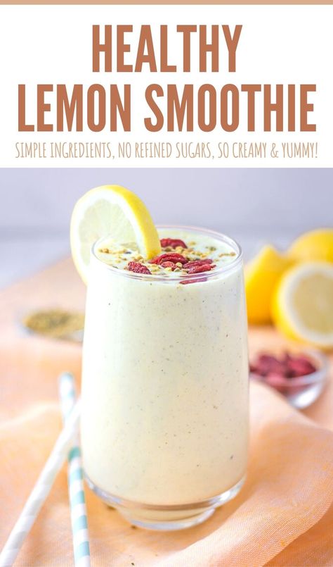 Lemon Smoothie Healthy, Smoothies With Lime, Breakfast Smoothie Without Banana, Whole Lemon Smoothie, Smoothie Recipes Lemon, Smoothies With Lemon, Lemon Lime Smoothie, Make Ahead Smoothie Recipes, Lemon Protein Smoothie