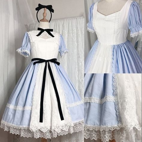 Alice Dress Wonderland, Alice Dress Aesthetic, Alice In Wonderland Dress Ideas, Furina Outfits, Alice In Wonderland Aesthetic Outfit, Alice In Wonderland Outfit Ideas, Alice In Wonderland Clothes, Alice In Wonderland Inspired Outfits, Devil Inspired