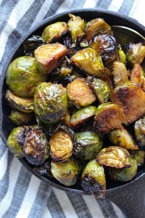 Roasted to perfection, these Maple Miso Brussels Sprouts are packed with salty, sweet and umami flavor! A great side dish that's easy, but can impress any guests, to boost your veggie intake this winter! Miso Brussel Sprouts, Miso Butter Beans, Maple Brussel Sprouts, Brussel Sprout Recipes Roasted, Miso Glaze, Hot Chili Sauce, Thai Basil, Sprout Recipes, Brussels Sprouts Recipe