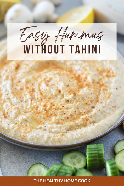 Easy Hummus Recipe Without Tahini Simple, Roasted Garlic Hummus Without Tahini, Hummus Without Tahini Healthy, Hummus With No Tahini, Diy Tahini How To Make, Homemade Hummus No Tahini, White Bean Hummus No Tahini, Hummus Without Tahini Easy, Tahini Substitute Hummus