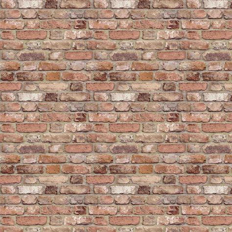 A realistic looking lightly textured weathered brick wall effect design. Shown in the Rust realistic red brick colourway. Brick Texture Architecture, Weathered Brick Wall, Orange Brick Wallpaper, Old Brick Wall Texture, Bricks Aesthetic, Wall Effects Texture, Brick Types, Brick Wallpaper Interior, Brick Cladding Texture