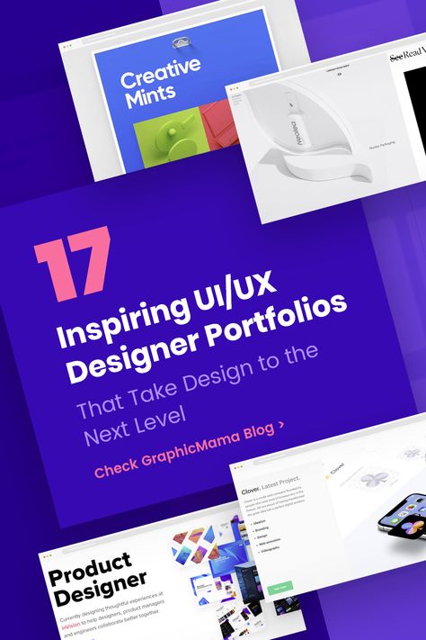 Check out these 17 amazing UI/UX portfolio examples that take design to the next level!  #uidesign #uxdesign #uiux #design Ui Ux Portfolio Website, Ux Portfolio Pdf, Uiux Design Portfolio, Portfolio Ui Ux Design, Ux Design Portfolio Inspiration, Ui Ux Portfolio Design, Ui Portfolio Design, Ux Portfolio Website, Ui Designer Portfolio