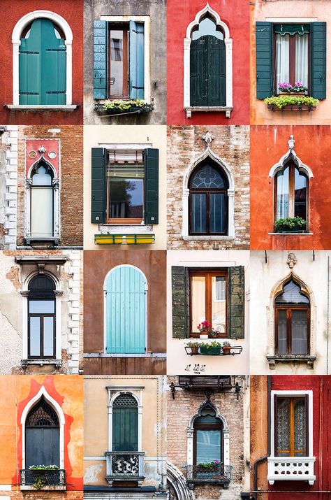 Windows Of The World Colored Windows, Windows House, Window To The World, Venice Photography, Window Architecture, Window Art, Beautiful Doors, Window Design, Venice Italy