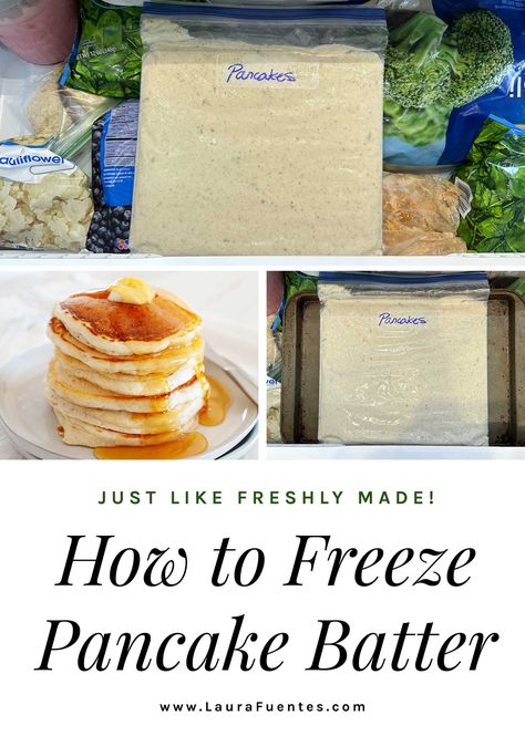 Freezer Pancake Batter, Frozen Pancake Batter Cubes, Make Ahead Pancake Batter, Freezing Pancakes, Freezer Pancakes, Camping Pancakes, Homemade Pancake Batter, Pancake Batter Recipe, Pancake Mix Recipe