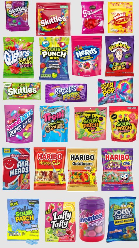 Popular Candy Brands, Gummies Candy, Fresh Bar, Candy Salad, Sour Skittles, Spicy Candy, Burr Basket, Popular Candy, Bday List