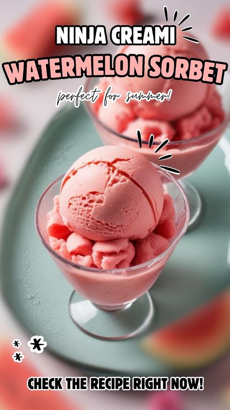 Ninja Creami Watermelon Ice Cream - Perfect Sorbet for Summer! Recipes For Ninja Creami, Watermelon Lime Sorbet, Watermelon Ice Cream Recipe, Watermelon Sorbet Recipe, Healthy Watermelon Sorbet, Watermelon Sorbet Recipes, Ninja Ice Cream Recipe, Keto Chocolate Mug Cake, Watermelon Sorbet