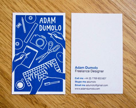 Cool & Creative Business Card || pinterest.com/edevantie Fun Business Card Design, Illustration Business Cards, Cv Inspiration, Magazine Web Design, Art Business Cards, Buisness Cards, Graphic Design Business Card, Illustration Kids, Name Card Design